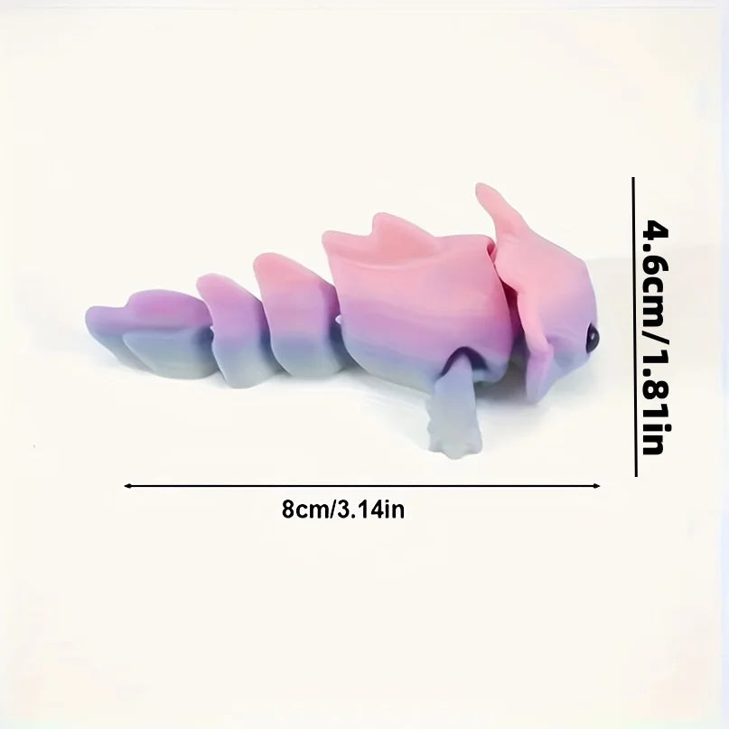 2-Pack of 3D Printed Small Animals in Random Colors, Cute Axolotls with Movable Joints, Adorable Water Tiger Fish Figurines with Happy Expressions, Perfect for Holiday Gifts and Desktop Decorations, Great Holiday Gifts