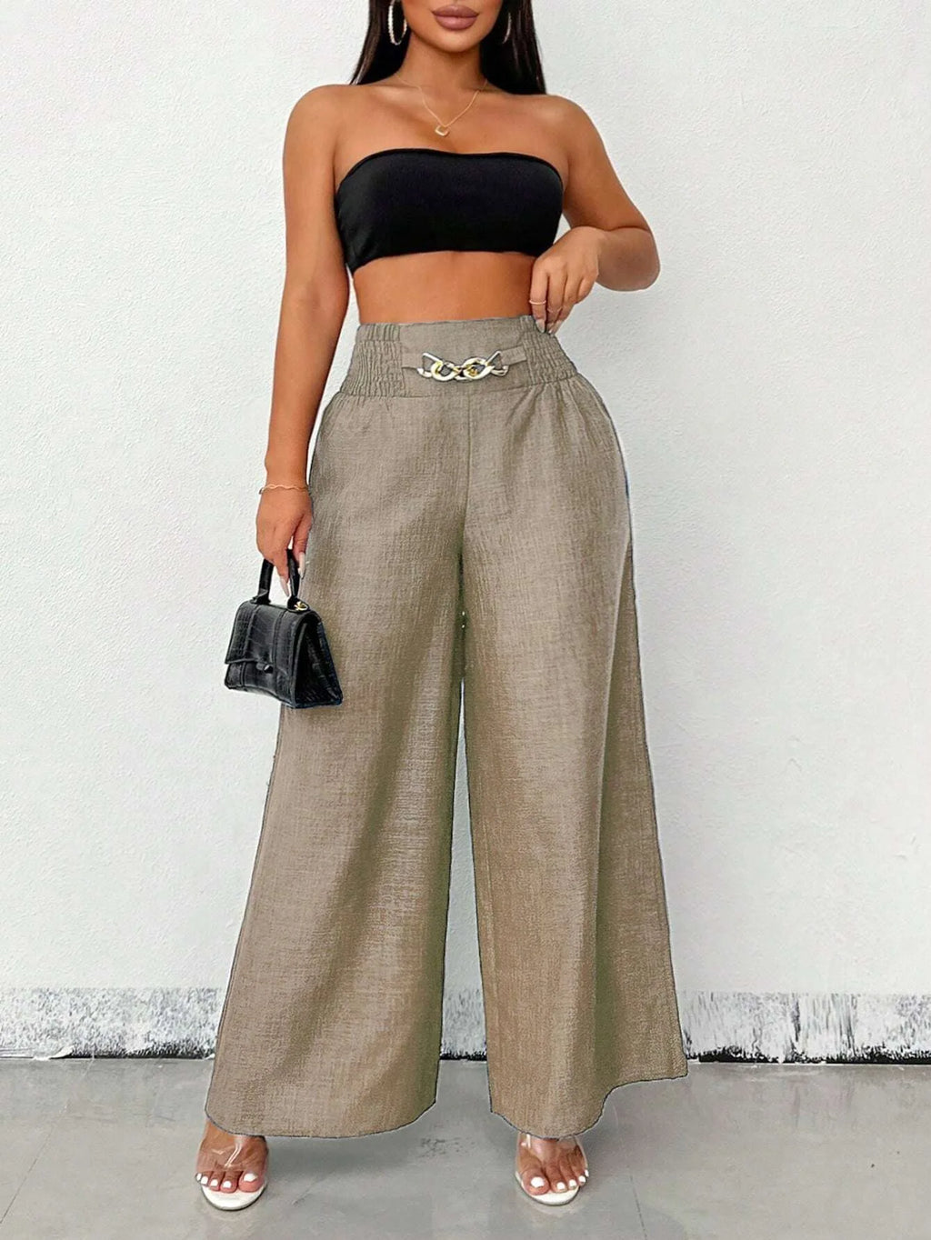 Elegant Solid Wide Leg Pants Fashion
