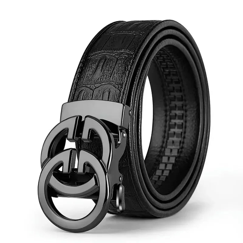 Men's High-Quality Belt with Metal Alloy Automatic Buckle - Luxurious Brand Design, Stylish Essential for Daily & Business Wear
