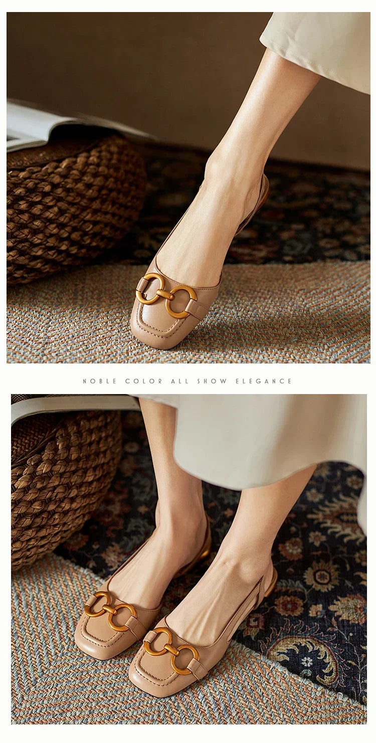 Women's Sandals Elegant Office Ladies Shoes and Sandals Women Casual Shoes Square Heel Sandals Slip On Woman Flats