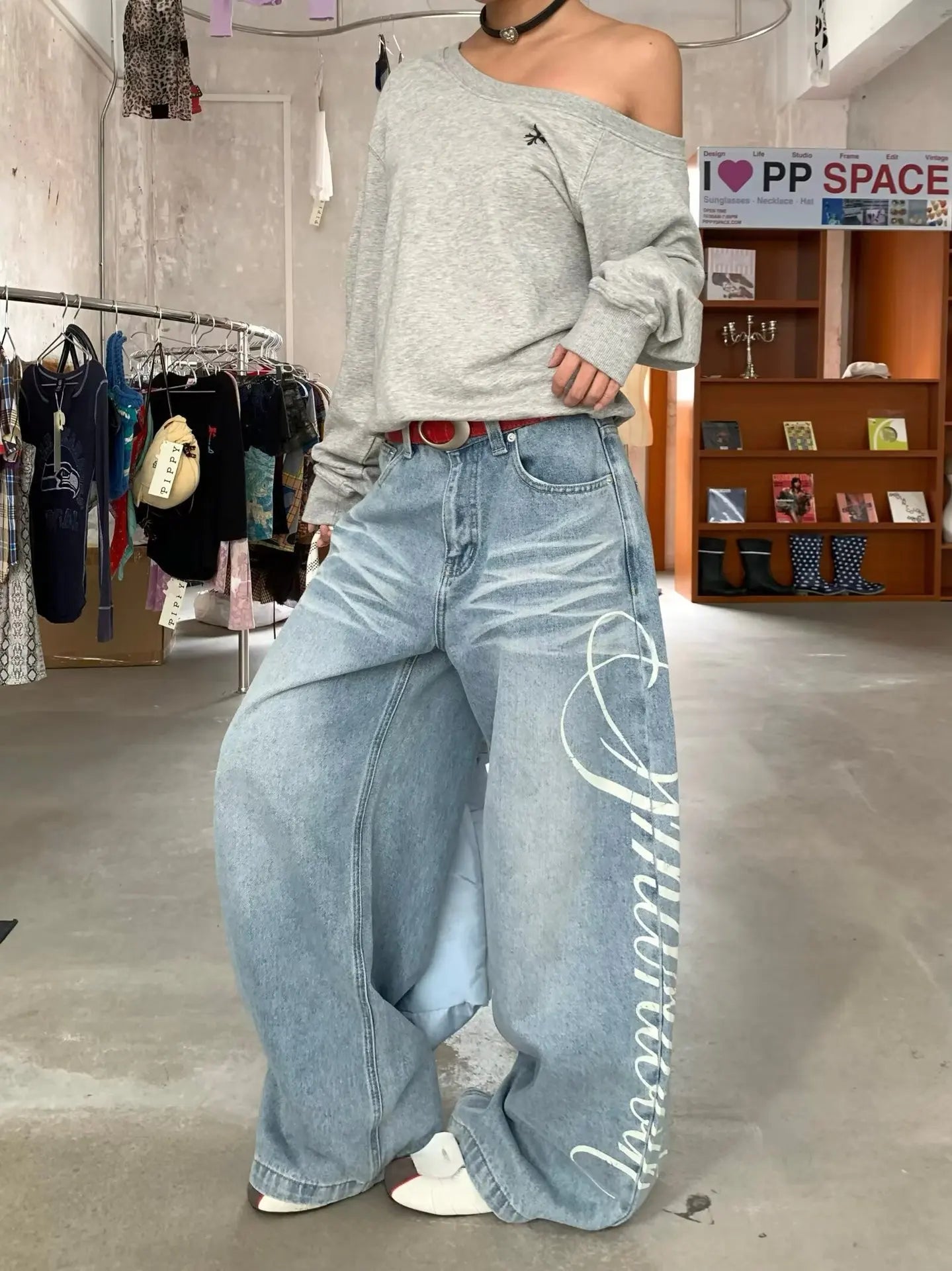 Vintage Wide Leg Denim Trousers Japanese