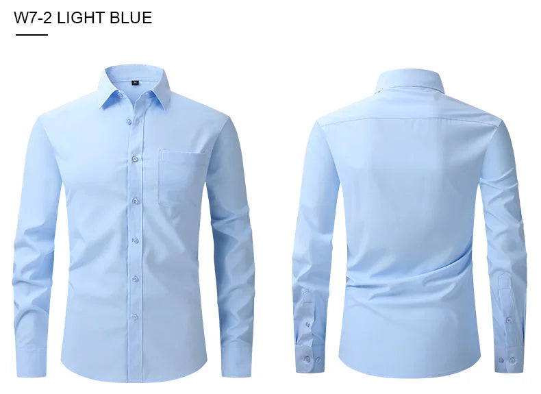 New spring and summer American men's shirt business casual long sleeve slim professional formal wear free ironing solid color