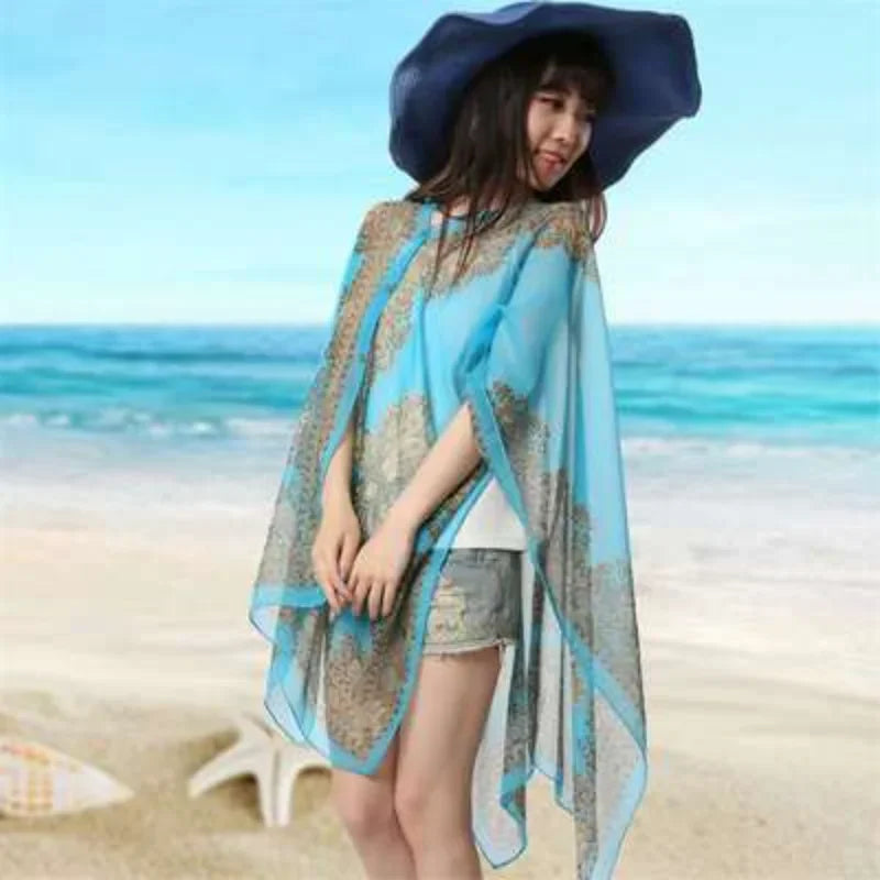 Fashion Woman Scarf Shawl Beach Cover-Ups Blouses Sun Protection Cardigan Summer Beach Holiday Cardigan Women Long Blouses Tops
