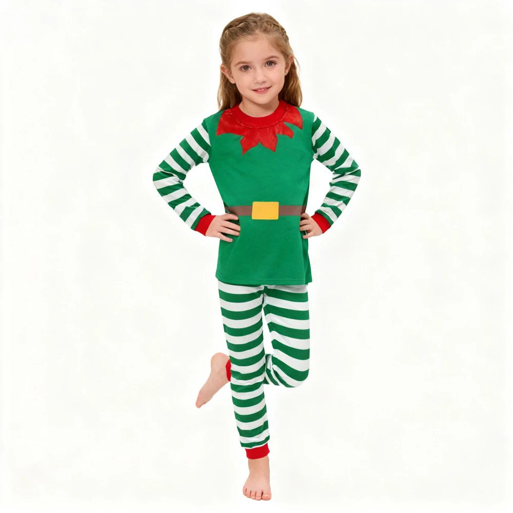 Children's Christmas Long Sleeve Pajama Sets Kids Elf and Santa Claus Sleepwear Boys Pijamas Baby Girls Pjs for Festive Xmas