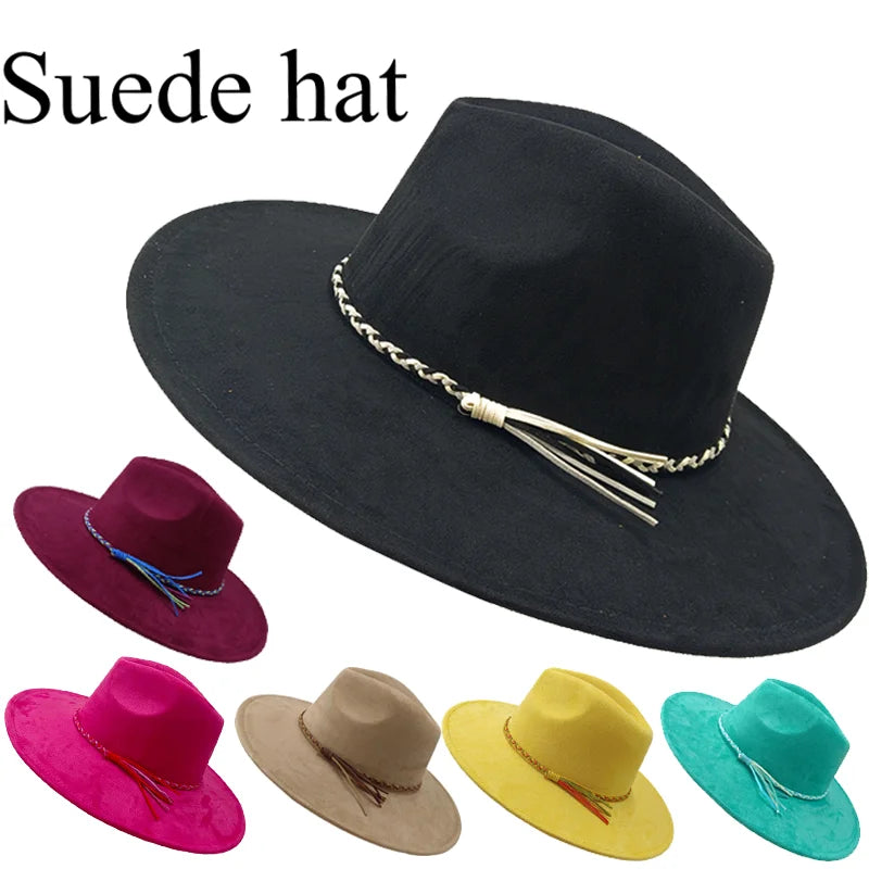 Gorras Para Hombres Three styles Suede Hat Water drop hat 9.5cm Wide Brim Fedora Hat Women's Autumn and Winter Felt Jazz Hat