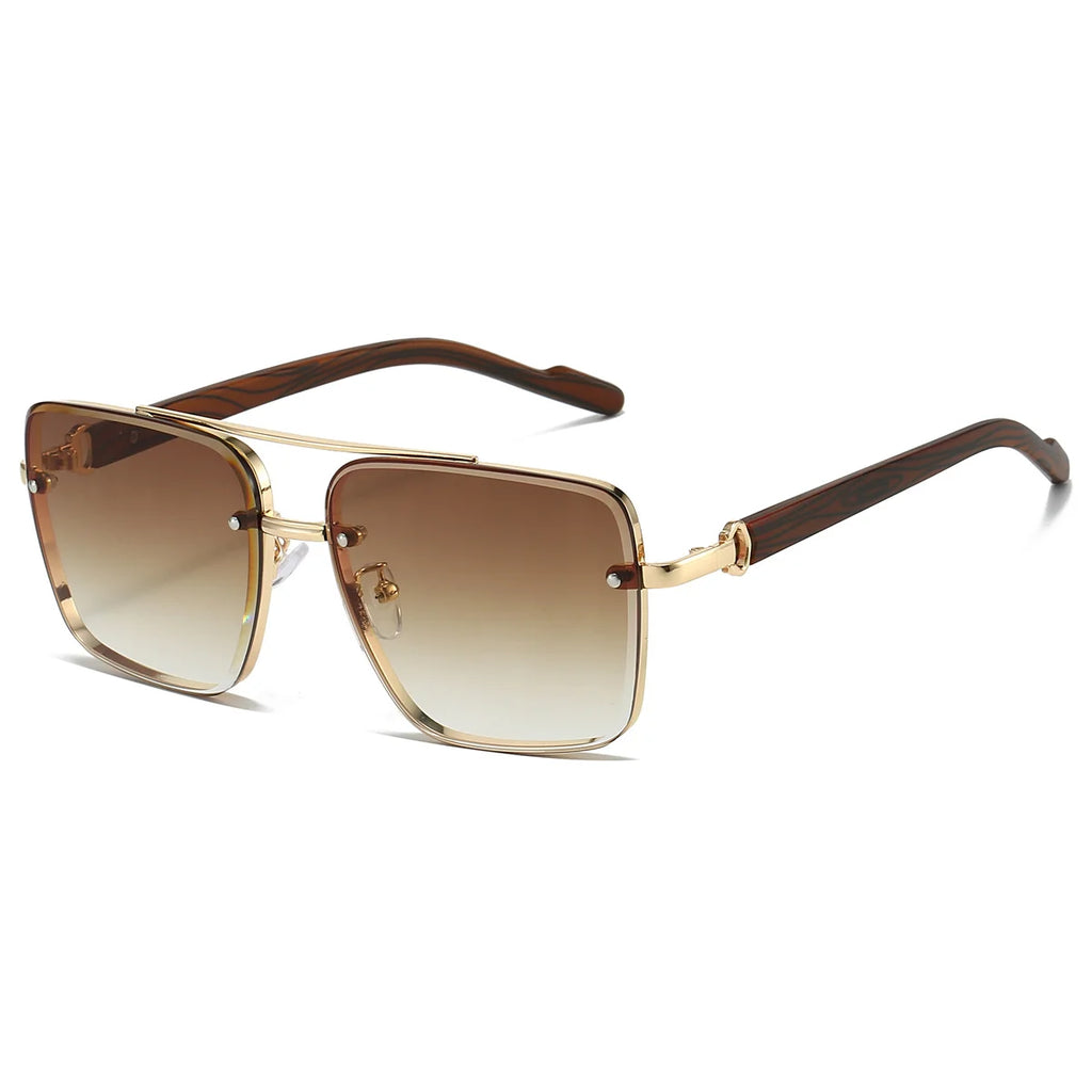 KAMMPT Fashion Retro Square Metal Shades Women's Original Brand Design Driving Sunglasses New Double Bridge Pilot Sun Glasses
