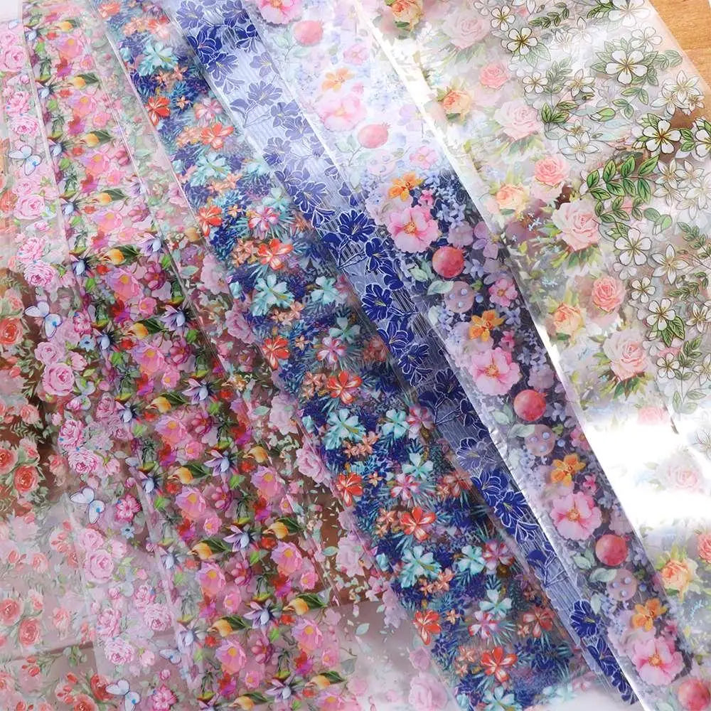 Nail Art Accessories Full Wraps Sliders Holographic Nails Decals Flower Nail Foils Floral Nails Stickers Transfer Paper Decals