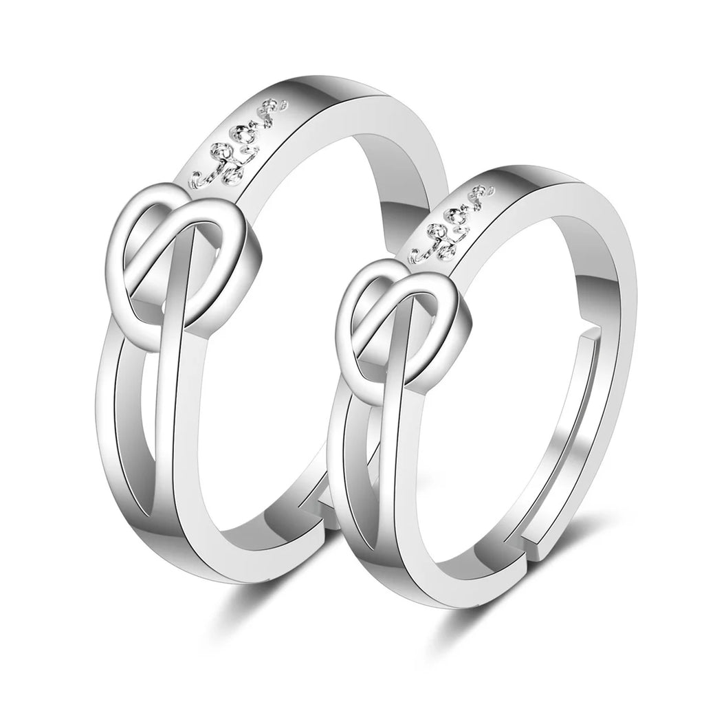 2Pcs/set Silver Plated Crown Square Couple Rings For Women Men Punk Forever Endless Love Wedding Ring Valentine's Day Jewelry