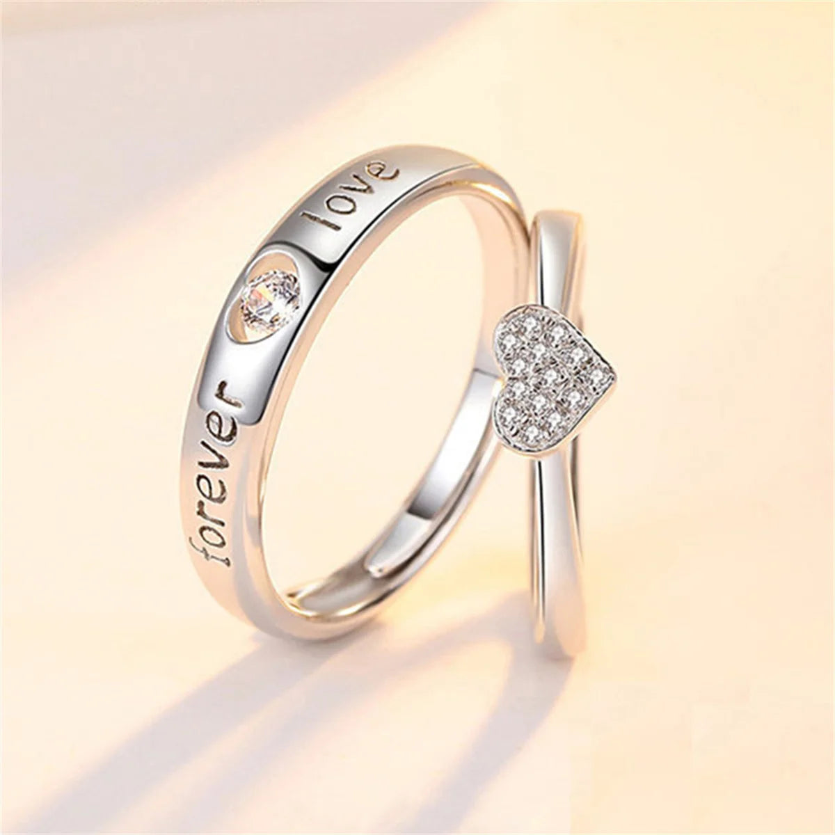 2Pcs/set Silver Plated Crown Square Couple Rings For Women Men Punk Forever Endless Love Wedding Ring Valentine's Day Jewelry