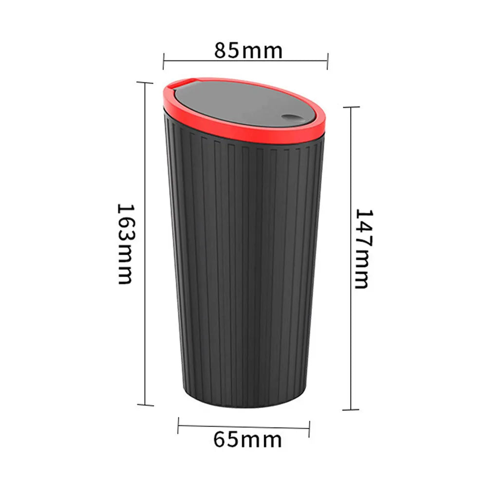Mini Car Trash Can with Lid, Compact Automotive Garbage Bin Garbage Container Storage Box Bucket Auto Accessories