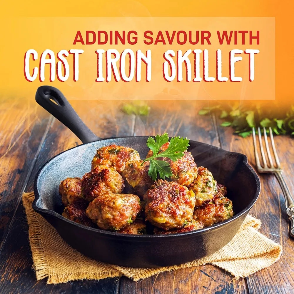 3-Piece Cast Iron Skillet Set (6/8/10 Inch) - Pre-Seasoned, Non-Stick, Heavy-Duty Pans for Oven, Grill & Campfire Cooking