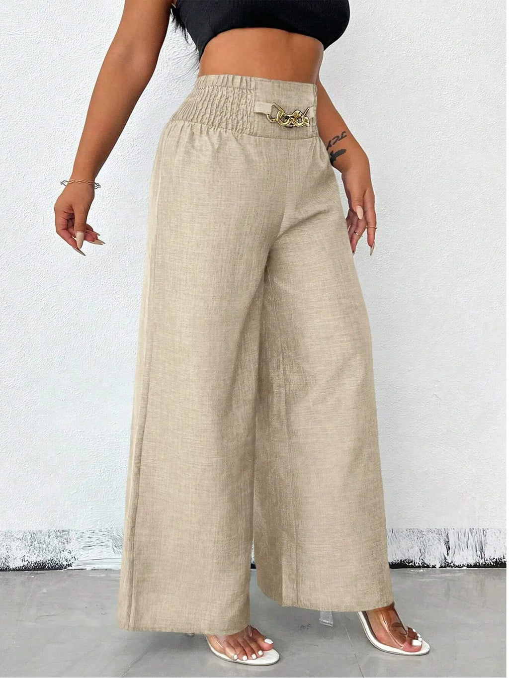 Elegant Solid Wide Leg Pants Fashion