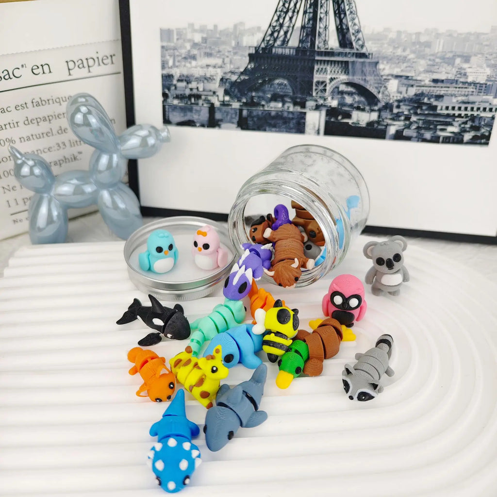 3D Printed Mini Animals Multi-Joint Rotatable Fidget Toys Office Desk Decoration Home Decor Animal Model Figurine Kid Gift 피규어