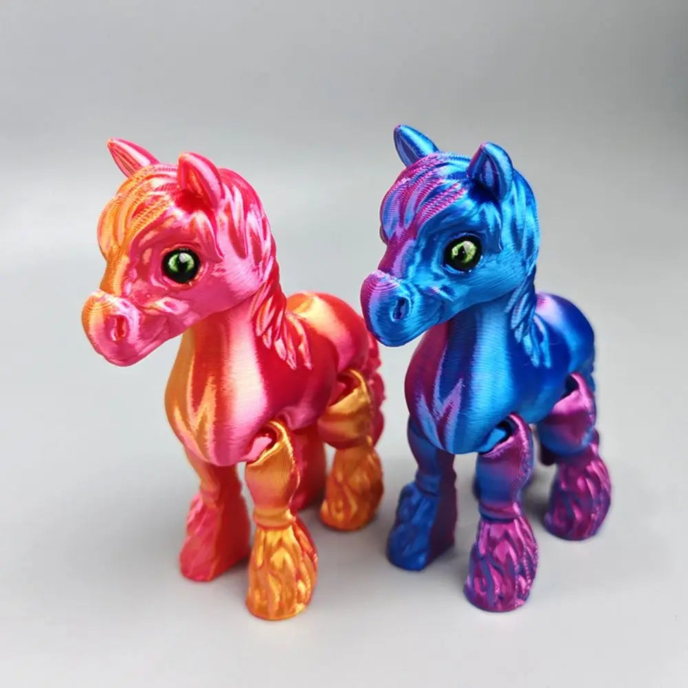 Cute 3D Printed Horse Animals Multi-joint Movable Relief Sensory Kids Gift Mini Home Ornament Desktop Decorations
