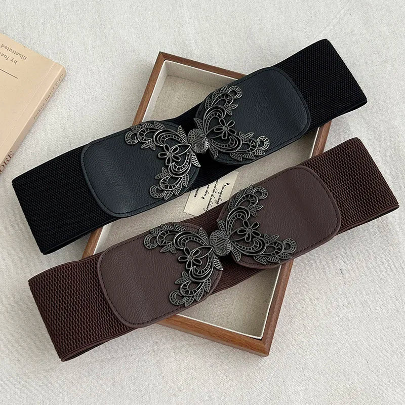 Women's belt with elastic waistband, decorative, simple skirt, versatile elastic coat, fashionable matching, dress, wide belt