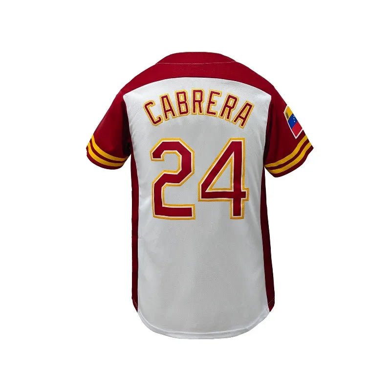 Men's Breathable Baseball Jersey V-Neck Short Sleeve "Venezuela" Embroidery, Breathable Loose Fit Baseball Shirt for Casual Wear