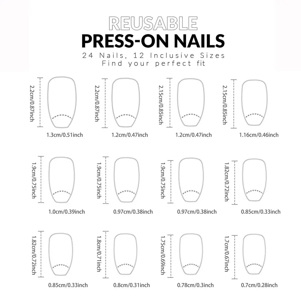 24 PCs Fake Nails with 1 Nail Glue and 1 Nail File