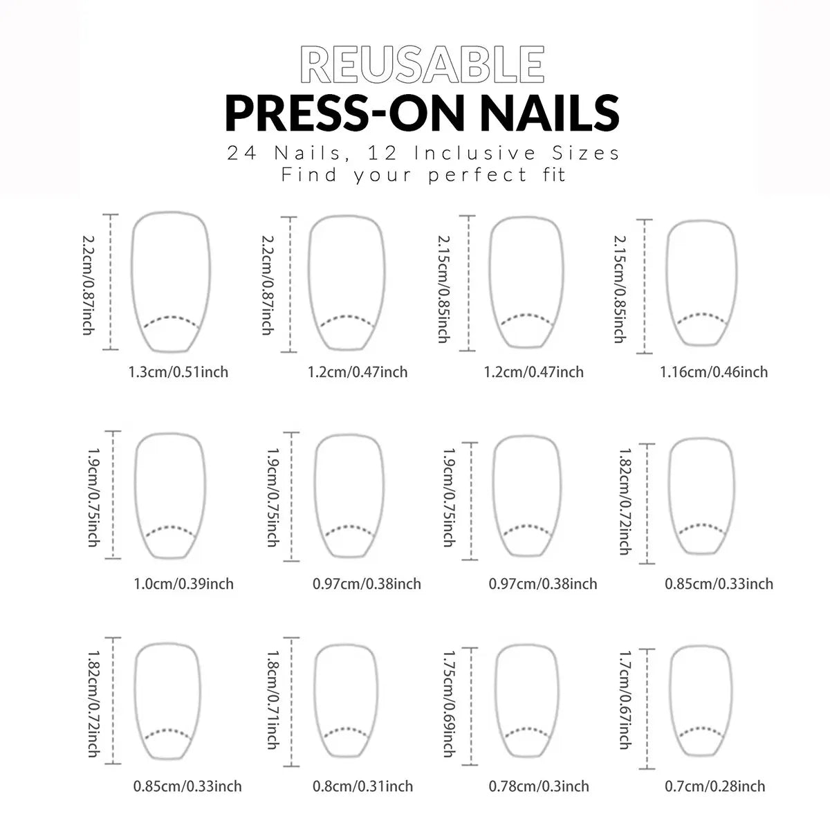 24 PCs Fake Nails with 1 Nail Glue and 1 Nail File