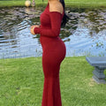 Women's Dresses Autumn New Sexy One-Shoulder Red Dress Streetwear Fashion Casual Slim Elegant Female Club Knitted Dress Clothing