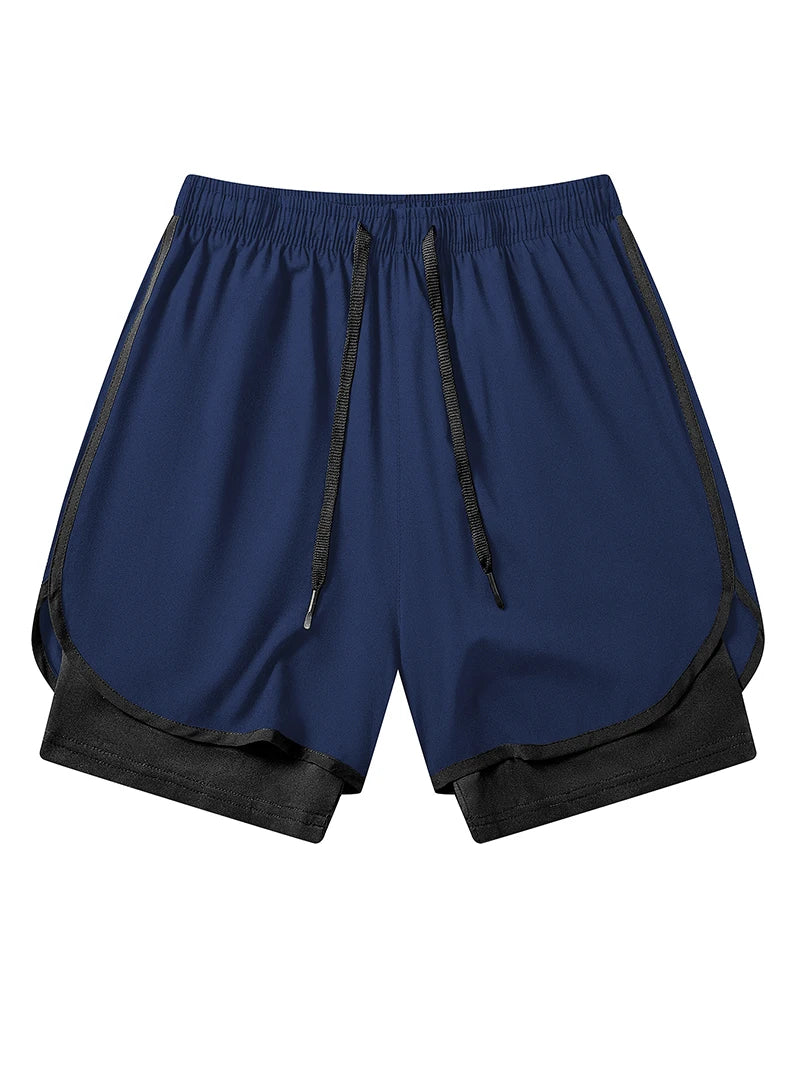 Men's 2 in 1 Running Workout Short with Phone Pocket Towel Loop Gym Athletic Quick Dry Stretchy Performance Shorts Activewear