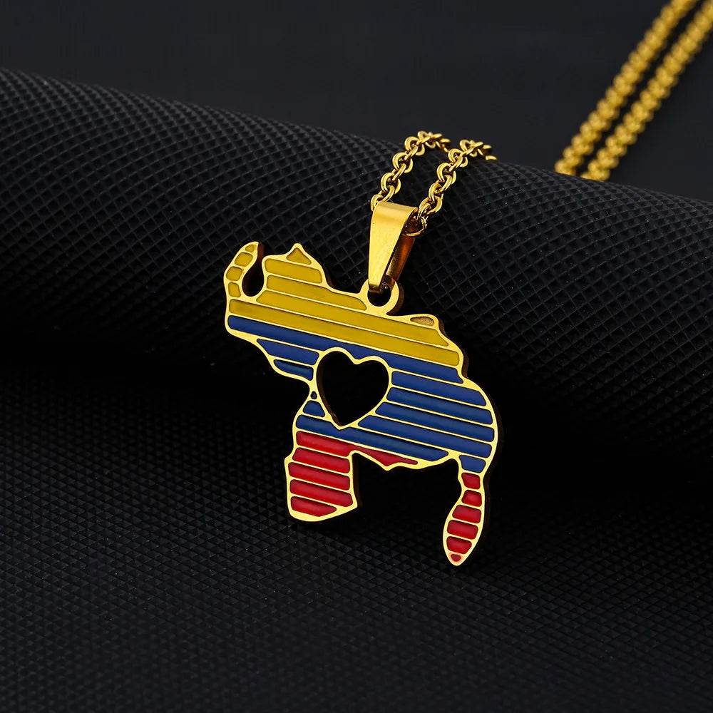 New Venezuela Map Heart Map Design Charm Pendant Necklace For Women Men Venezuelan Fine Charm Clavicle Chain Jewelry Accessories