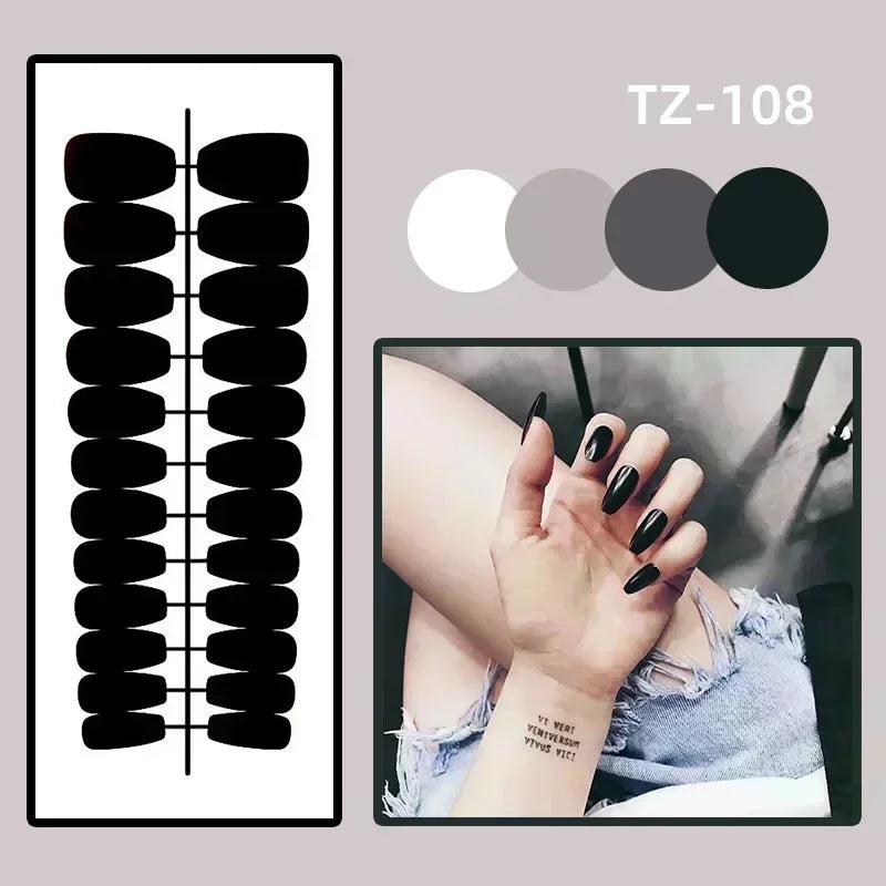 Flower Ballet Press-On Nails | 24pcs Long Full Cover Nail Tips | Brown Floral Design