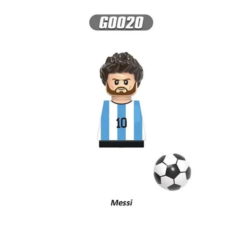 World Famous Football Players Figurine Messi Ronaldo Neymar Lewandowski Mini Action Building Block Model Toy Kids Gifts
