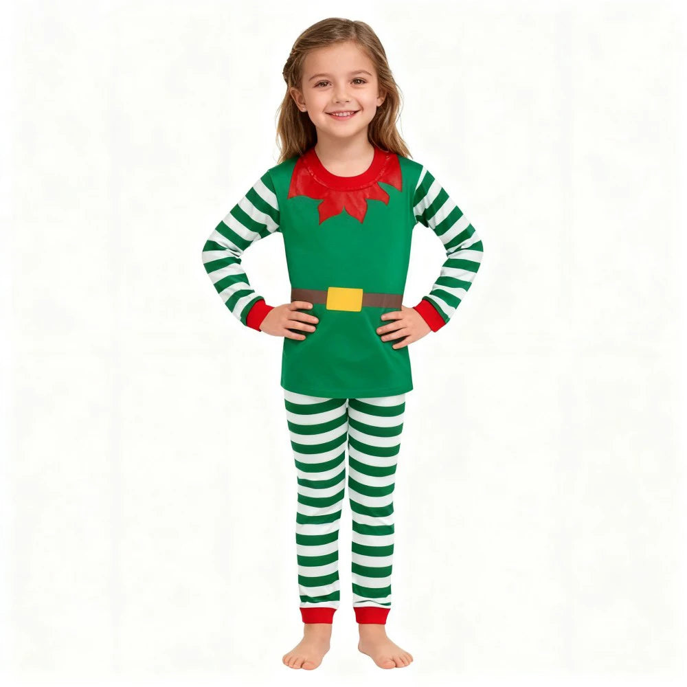 Children's Christmas Long Sleeve Pajama Sets Kids Elf and Santa Claus Sleepwear Boys Pijamas Baby Girls Pjs for Festive Xmas