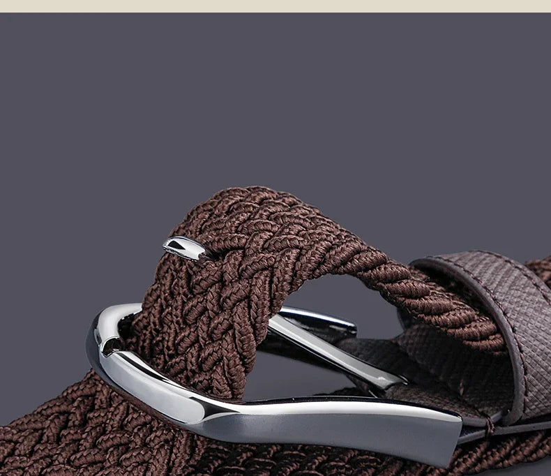 Belt for Men Golf Belt Summer Woven Leather Casual Sports Elastic Adjustable Waistband