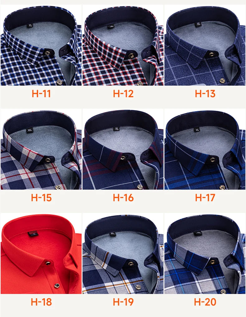 Winter Warm Men's Plaid Shirts Thickened Flannel Casual Menswear Long Sleeve Plus Size Office Workwear Casual Male Check Shirts