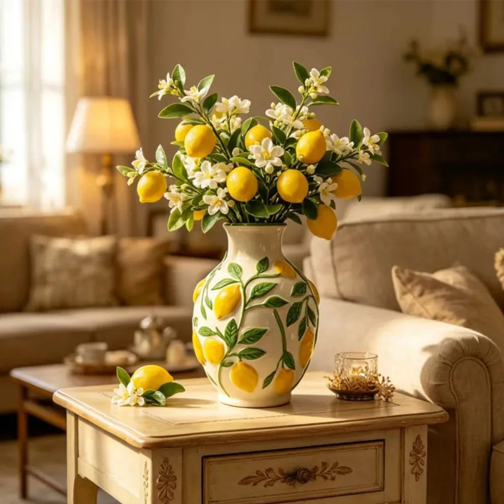 Ceramic Lemon Flower Vase