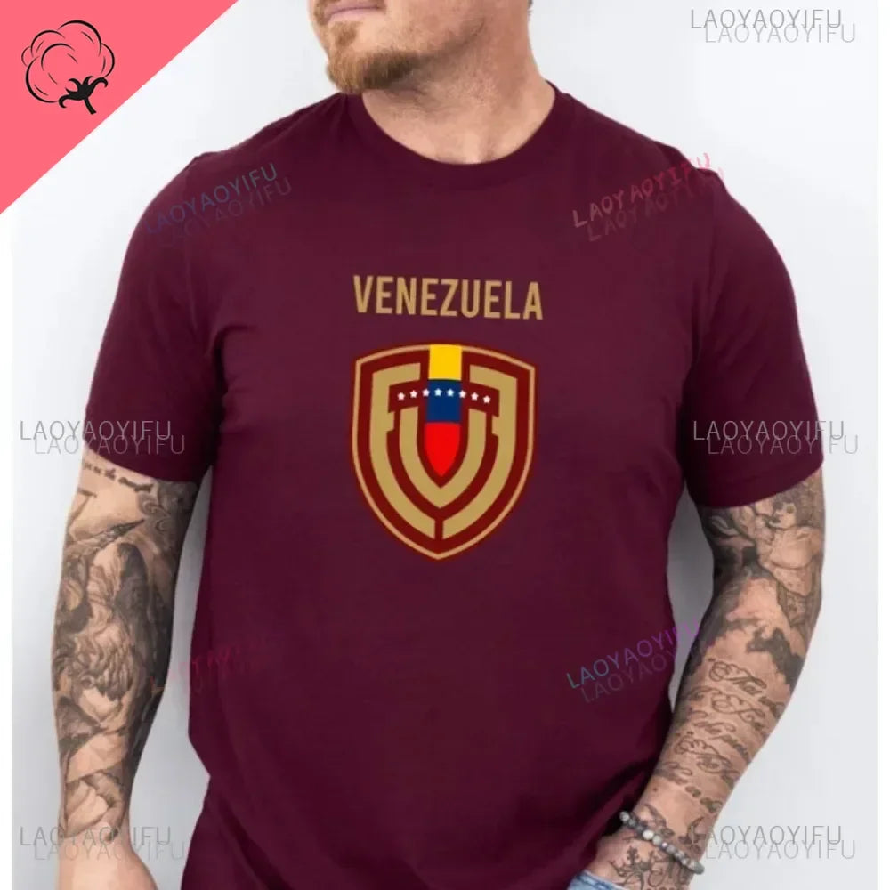 Venezuela Men Cotton Tshirt America Venezuelan Heritage Men High Quality Wine Red T-shirt Proud Roots Born Family Gift Tops