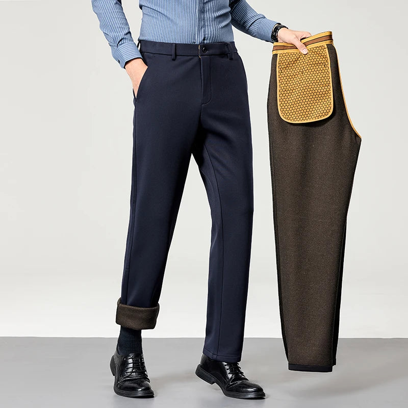 Men's Big Tall Classic Dress Pants High Elasticity Wrinkle Resistant Elegant Casual Straight Leg Business Daily Trousers