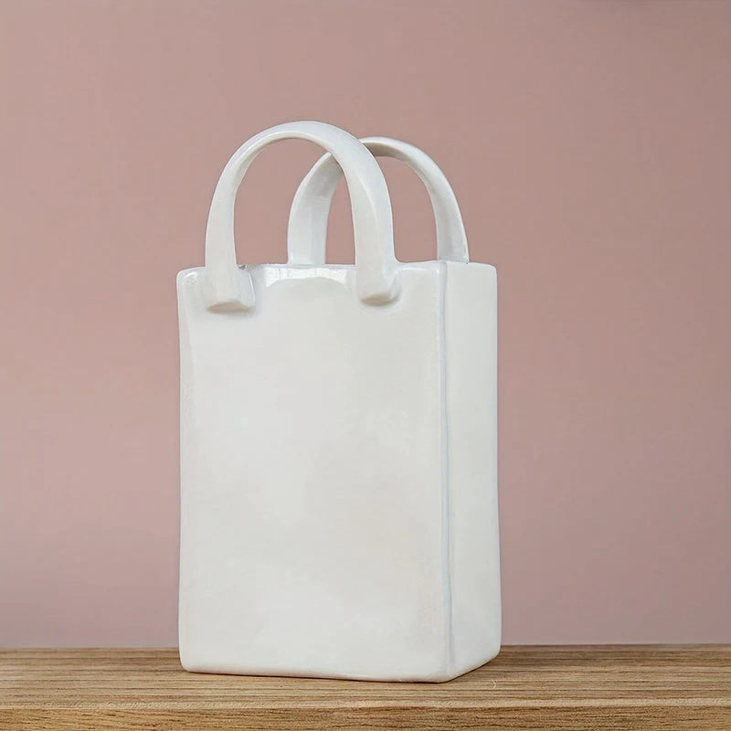 Handbag Shape Vase Modern Decorative White Vase