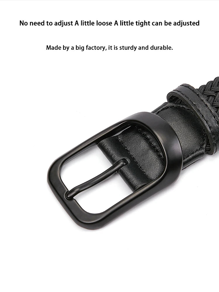 Weaving Belt Men's Fashionable Belt for Young Adults Casual Multifunctional Canvas Pants Belt with Elastic Golf Studs Fabric Lea