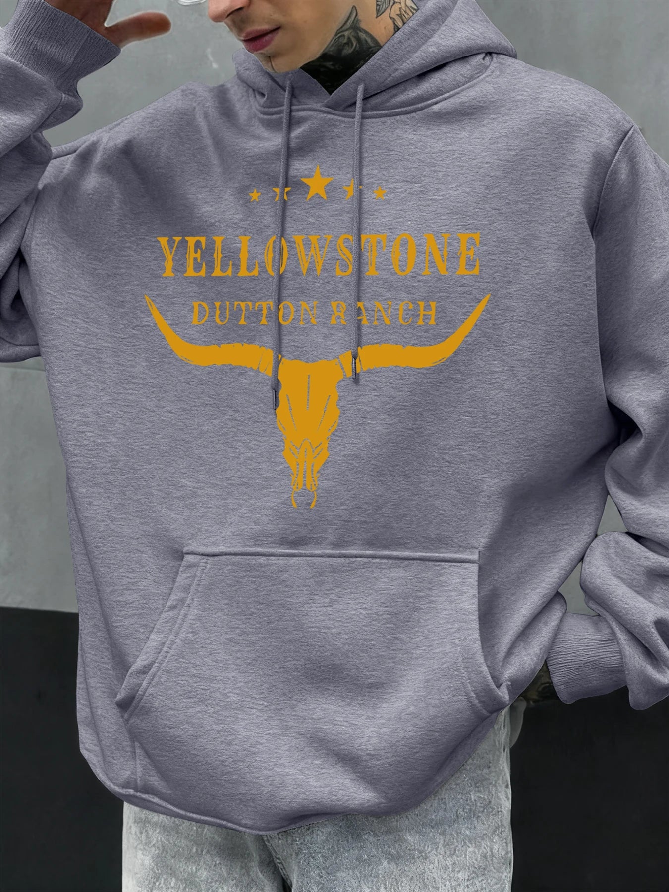 Yellow Stone Dutton Ranch Prints Men Hoody Autumn Fleece Hoodies Hip Hop Oversized Streetwear Comfortable Casual Clothing
