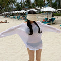 Bikini Swimsuit Cover up Women's Loose Thin Outerwear Casual Sle Long Sve One oulder T Top for Beach Vaion