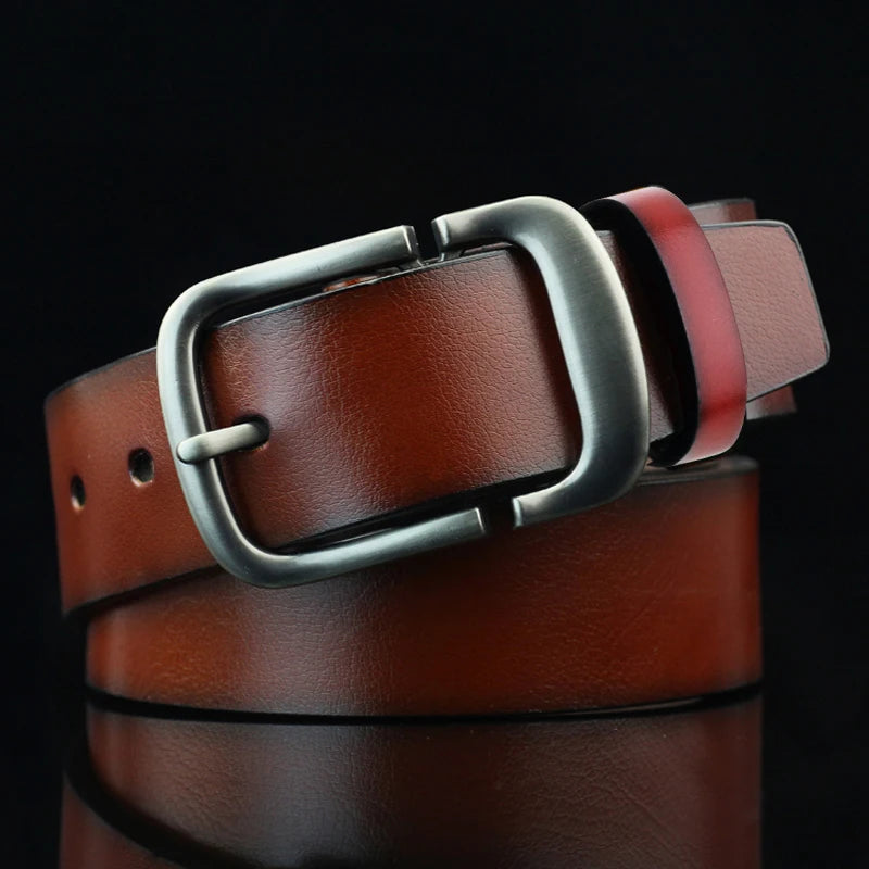 New Men's Formal Belt Solid Color Needle Buckle Belt Jeans Stylish Belt, Soft Leather Designer Handmade Daily and Business Wear