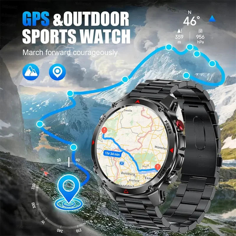 Smart Watch For Men 1.46'' 360*360 HD AMOLED Color Display Voice Call Compass LED Sports Fitness Waterproof Watch Ladies