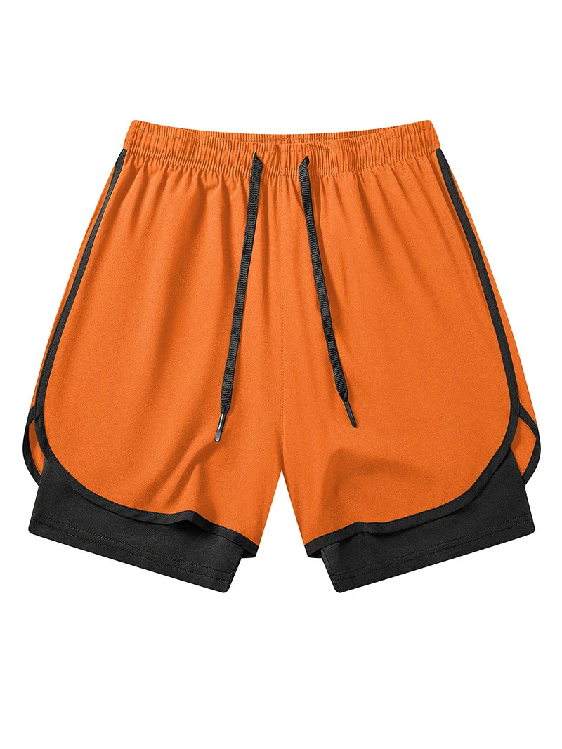 Men's 2 in 1 Running Workout Short with Phone Pocket Towel Loop Gym Athletic Quick Dry Stretchy Performance Shorts Activewear