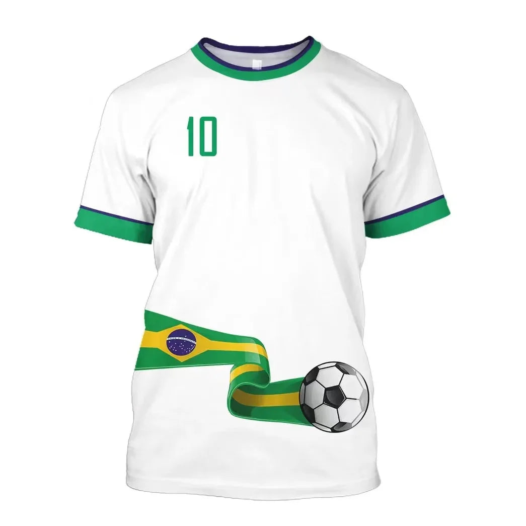 Brazil Jersey Men's T-shirt O-Neck Oversized Short Sleeve Men's Clothing 3D Print Brazilian Flag Selection Football Team Shirt