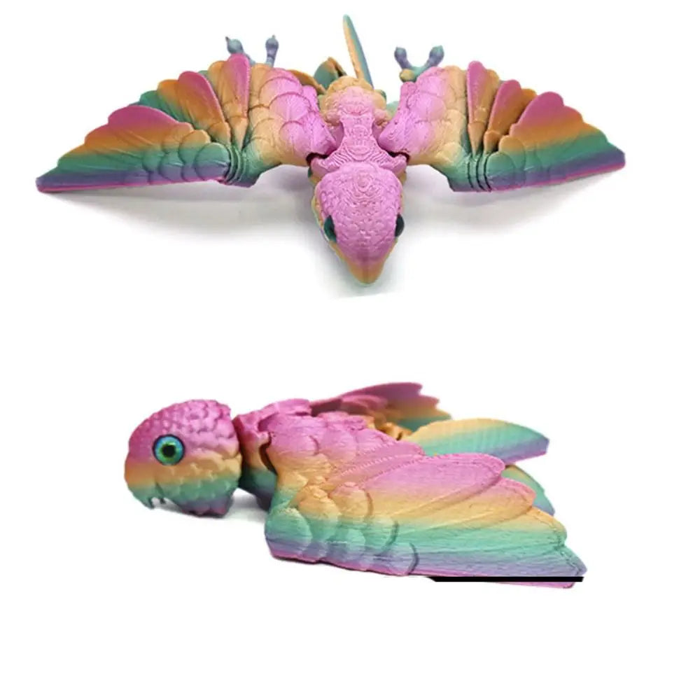 3D Printed Parrot Model Flexible Animal Statue Bird with Wings Moveable Joints Home Decoration Autism ADHD Fun Toys Holiday Gift