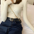 Knitted Women Sweater Button O-neck Pullovers Spring Autumn Basic Sweaters for Female Pullover Slim Solid Bold Stripes Tops