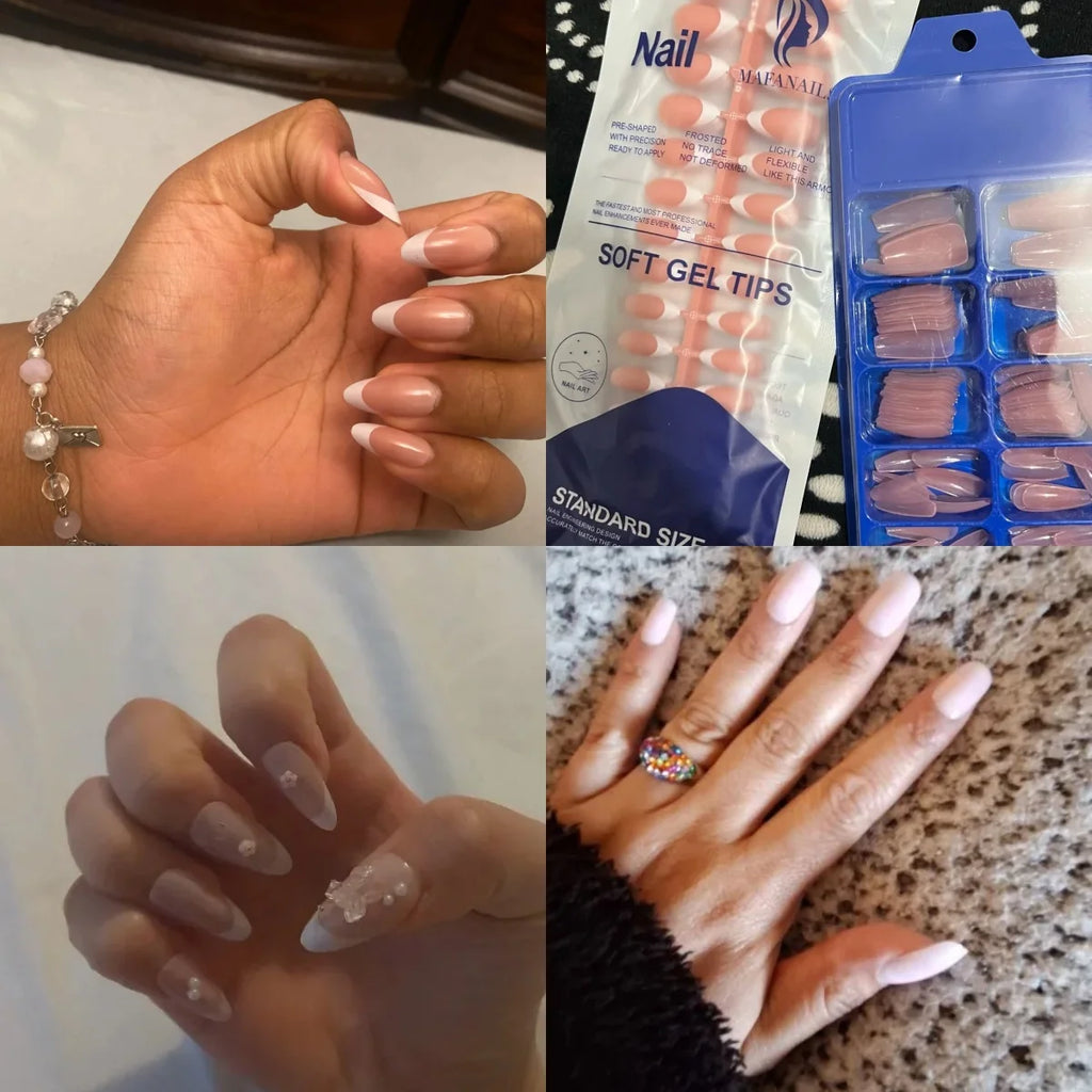 100pcs Light Pink Press-On Nails | Short & Medium Square | 10 Sizes Full Cover Nail Tips
