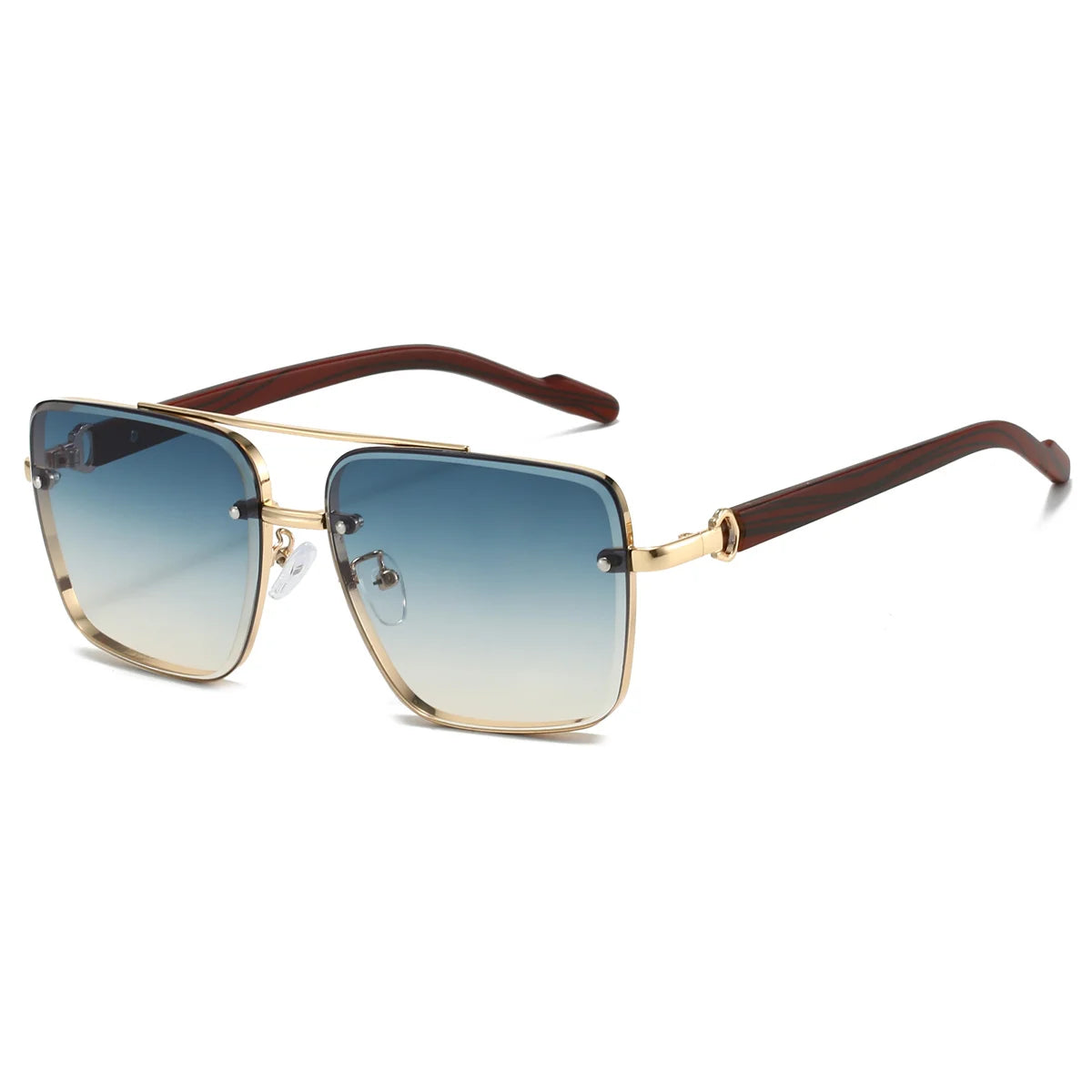 KAMMPT Fashion Retro Square Metal Shades Women's Original Brand Design Driving Sunglasses New Double Bridge Pilot Sun Glasses