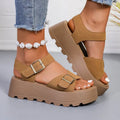 Summer Chunky Sandals 5cm High Heels Platform Women's Wedge Heels Slides Casual Woman Beach Thick Bottom Sandals Women 320