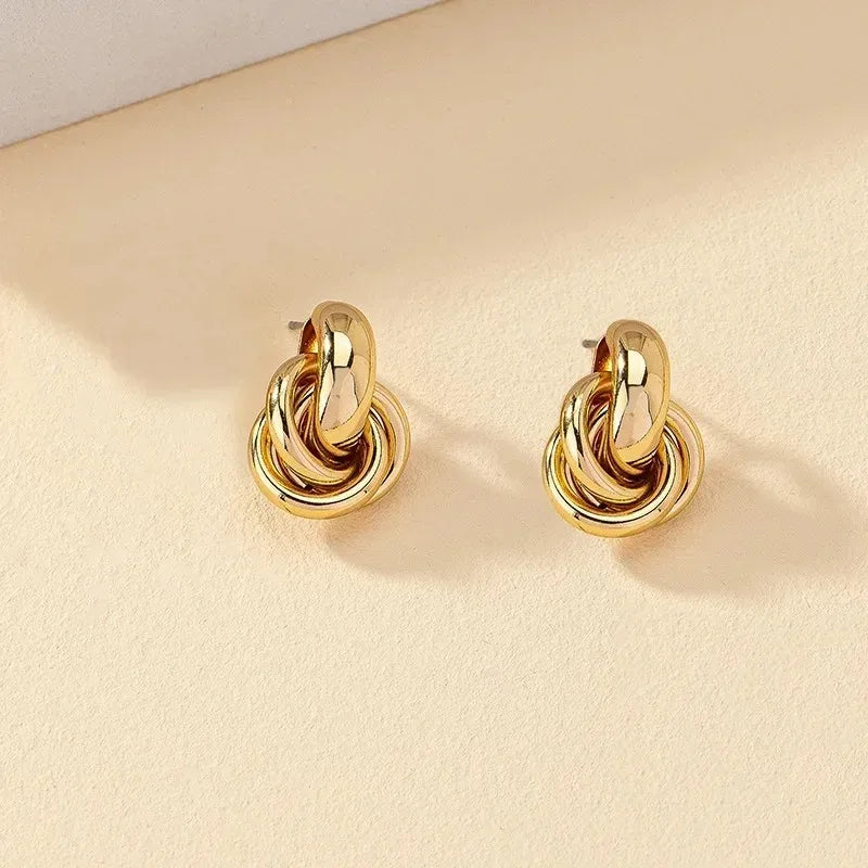 Gold & Silver Knot Hoop Earrings for Women – Trendy Twist Stud Jewelry