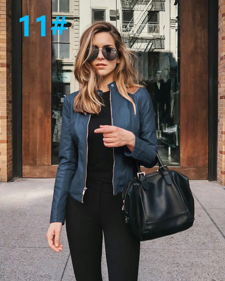 Female Jackets Office Lady Casual Coats Autumn Fashion Short Thin Women Flight Jacket Pu Leather Outwear Zipper Outfit 2024