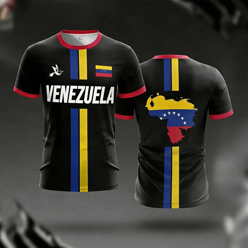 Venezuela Football Jersey Tshirts New Fashion Short Sleeve Venezuelan Flag 3D Print T Shirt Casual Quick Dry Sports Tee Gym Tops