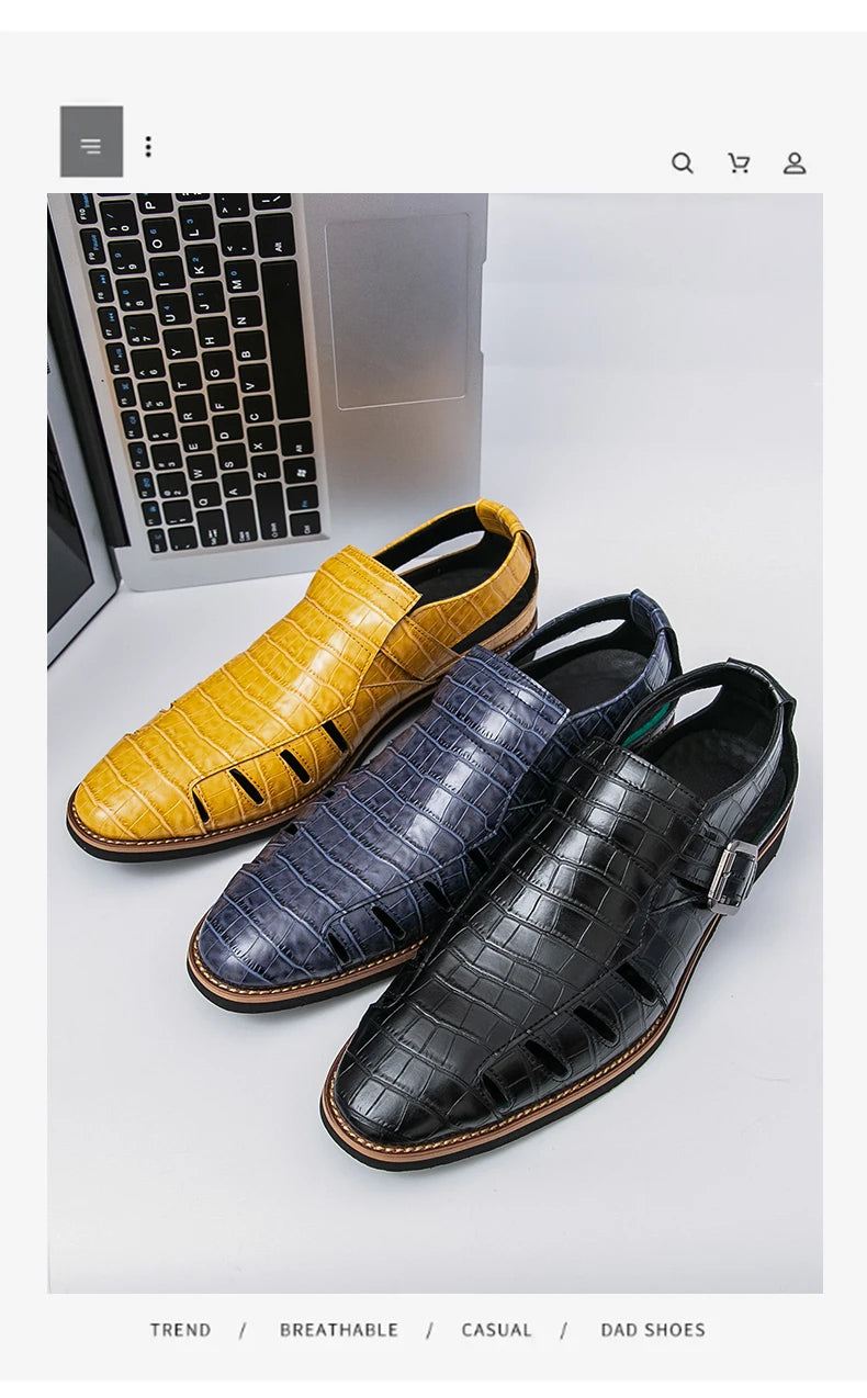 Summer New Sandals Comfortable, Lightweight, Personalized, Handsome, Fashionable, Popular, One Step Men's Leather Shoes